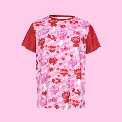Candy Love Hearts (Red Cutie) Men's Round Neck Short Sleeve T-Shirt