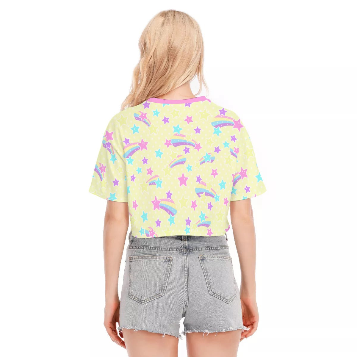 Starry Party Yellow Cotton Crop Top