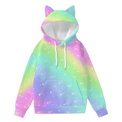 Wishful Rainbow Unisex Hoodie With Cat Ears