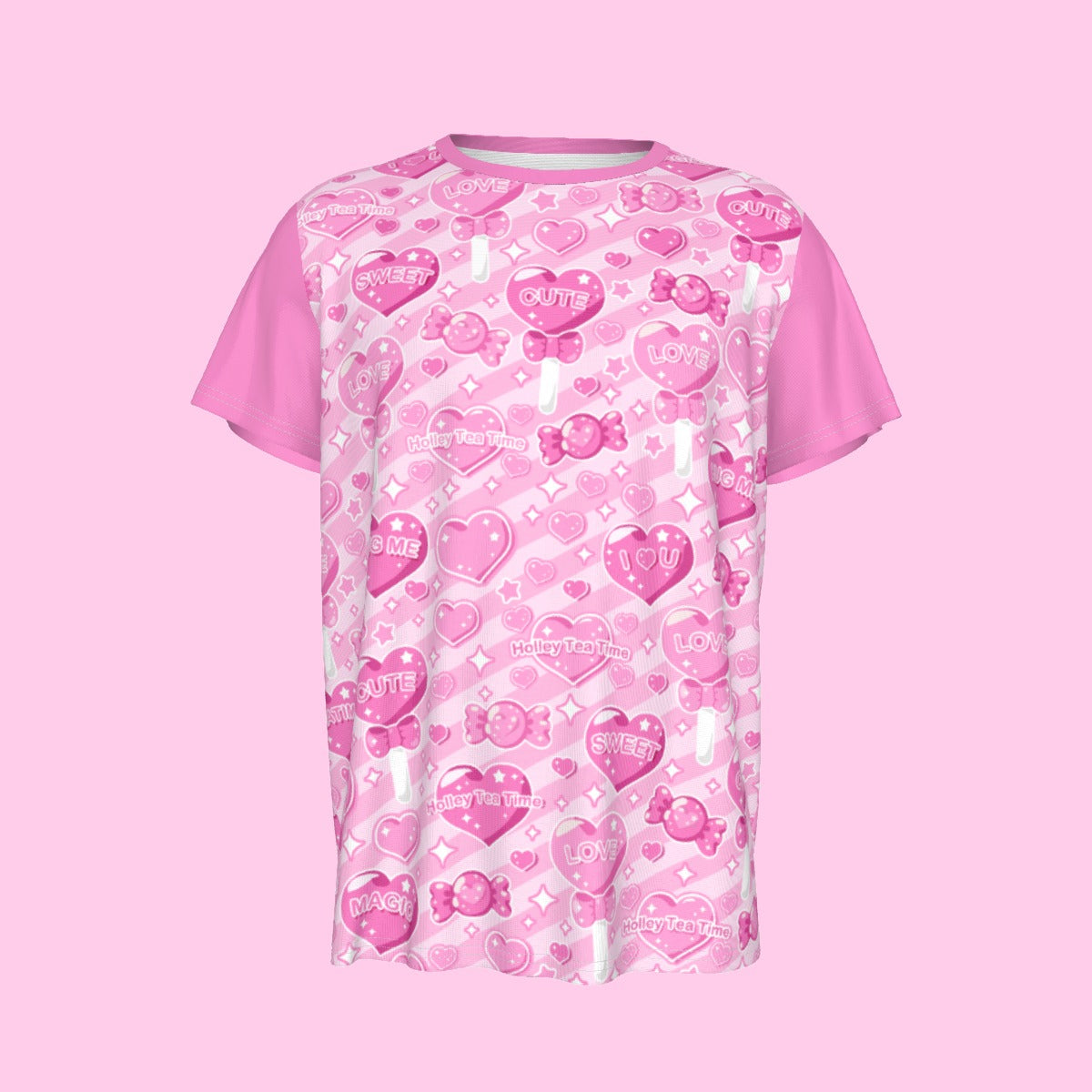 Candy Love Hearts (Pink Cutie) Men's Round Neck Short Sleeve T-Shirt