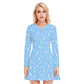 Starry Glitter Women's V-neck Long Sleeve Dress (Blue)