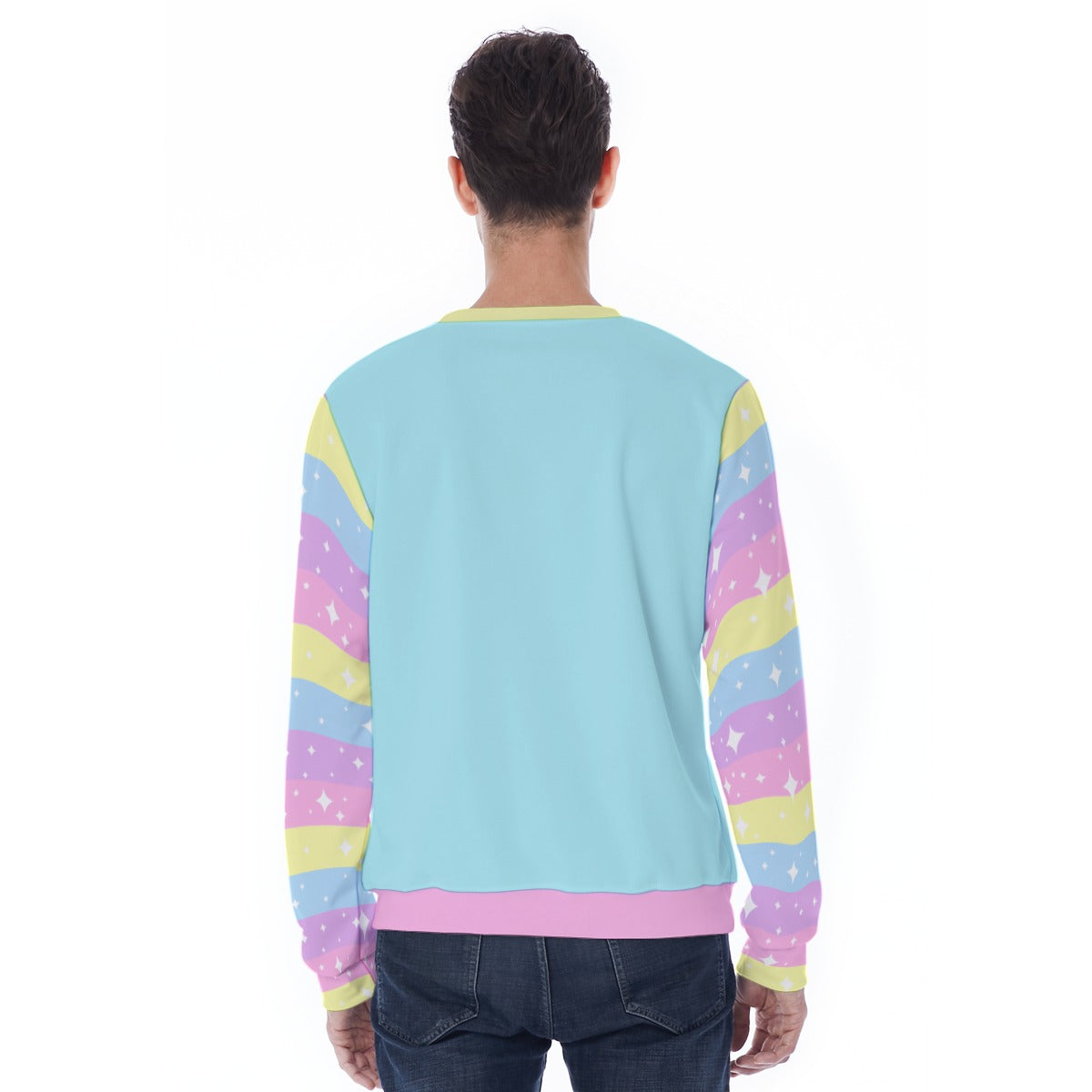 Happy Rainbow Cloud Blue Men's Sweatshirt