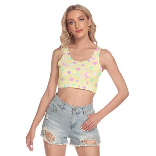 Hollister, Tops, Hollister Floral Crop Top Ribbed Yellow Spaghetti Strap  Style Womens Medium