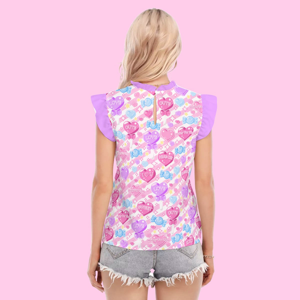 Candy Love Hearts (Colorful Cutie) Women's Ruffle Blouse