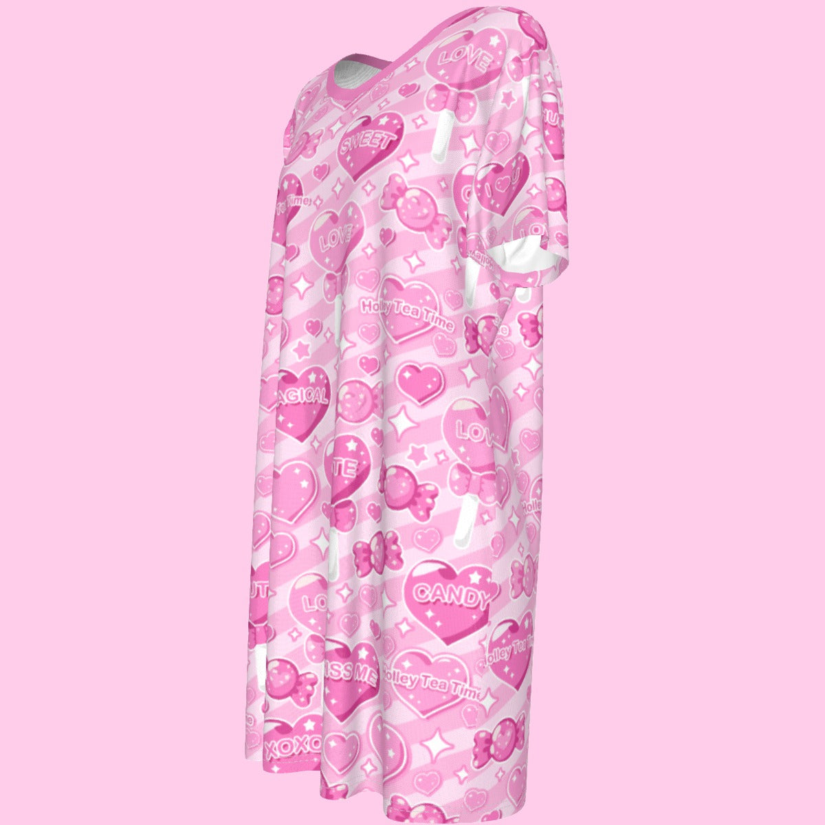 Candy Love Hearts (Pink Cutie) Women's T-shirt Dress