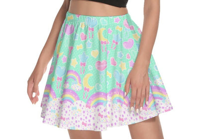Pastel Party Mint Mini Skater Skirt