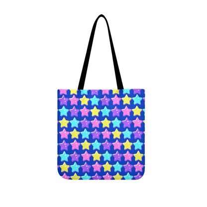 Electric Star Wave Navy Blue Canvas Tote Bag
