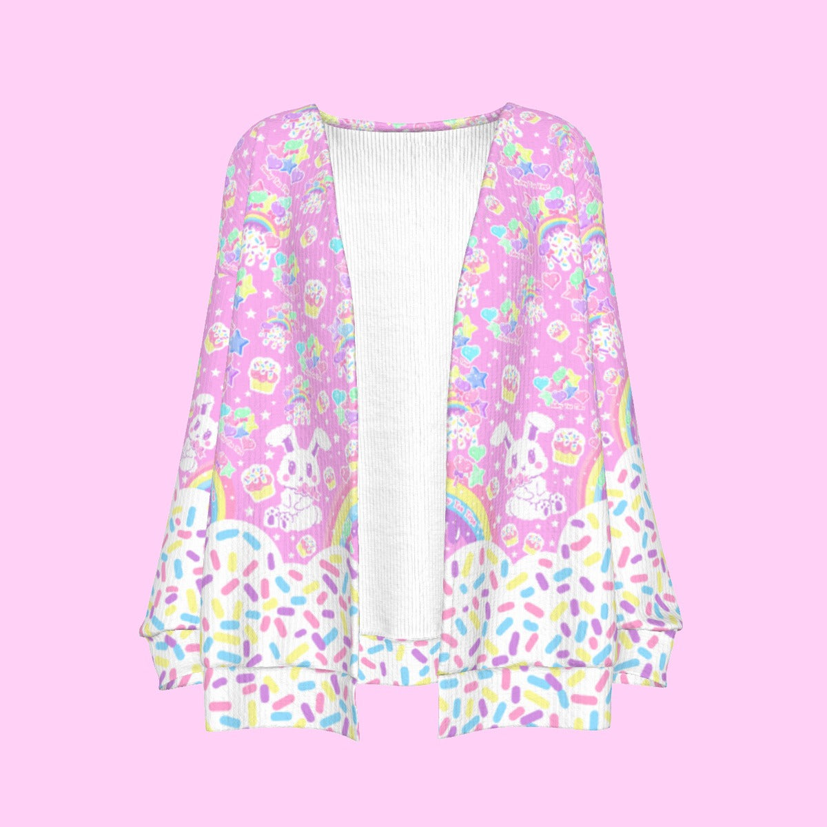 Rainbow Sweets Pink Open Front Cardigan
