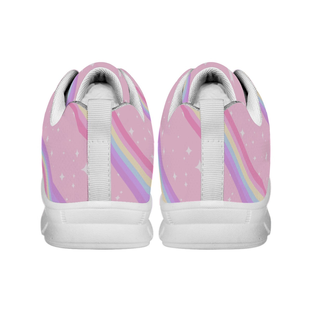 Kawaii Sparkle Cake Rainbow Beam Women's Sports Shoes With White Sole