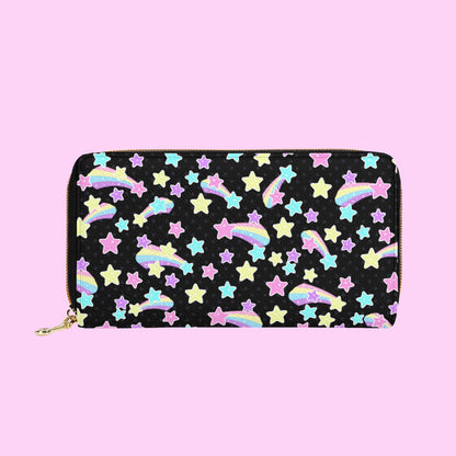 Starry Party Black Zipper Wallet