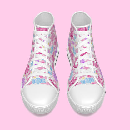 Candy Love Hearts (Colorful Cutie) Women's High Top Cutie Canvas Shoes