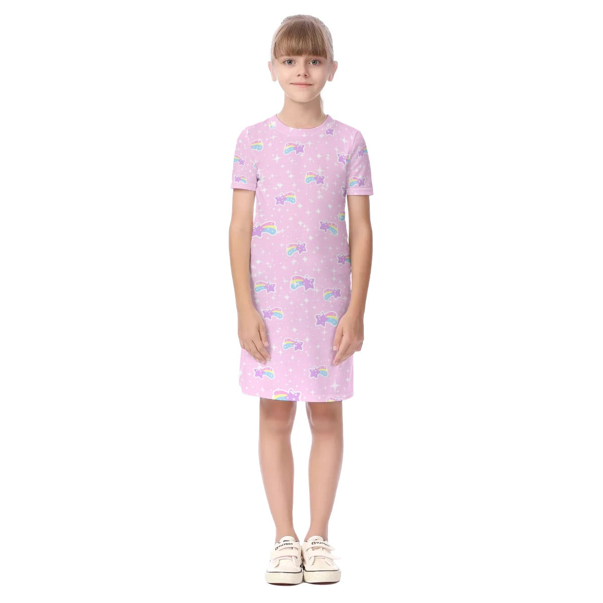 Bubblegum Bunny Shooting Stars Kid's Short Sleeve Dress