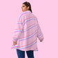 Kawaii Sparkle Cake Rainbow Beam Women's Oversized Fuzzy Fleece Coat With Zipper