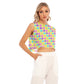 Electric Star Wave Yellow Sleeveless Relaxed Fit Crop Top