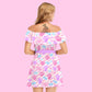 Candy Love Hearts (Colorful Cutie) Women's Chiffon Off Shoulder Ruffle Dress