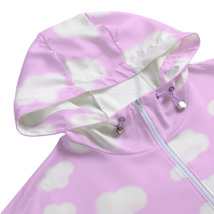 Dreamy Clouds Unisex Half-Zip Anorak Jacket (Taffy Pink)