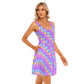Electric Star Wave Purple Skater Dress With Pockets