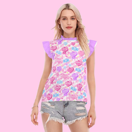 Candy Love Hearts (Colorful Cutie) Women's Ruffle Blouse