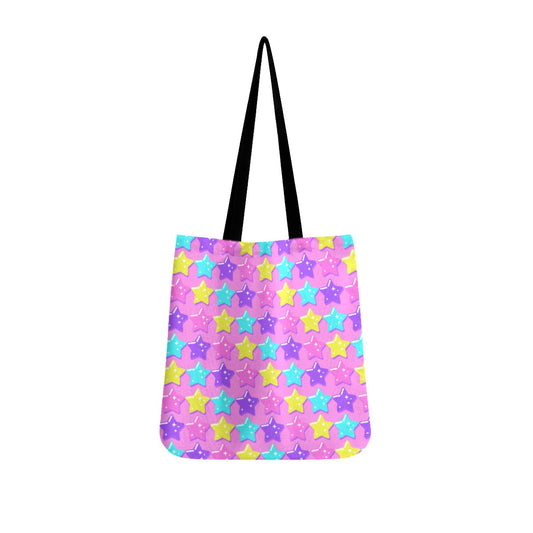 Electric Star Wave Pink Canvas Tote Bag