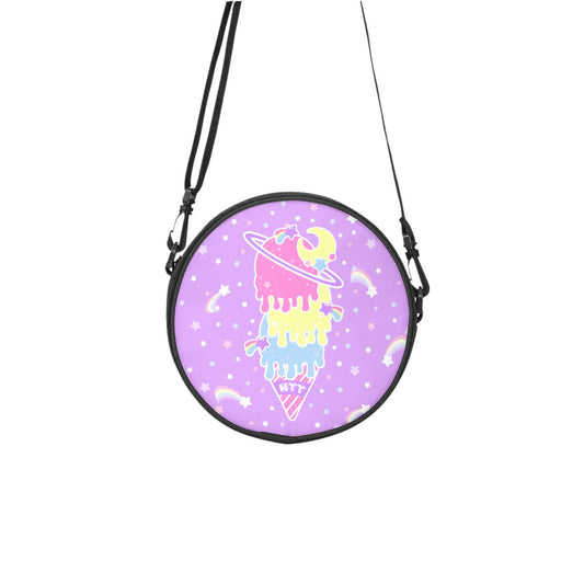 Cosmic Ice Cream Purple Circle Crossbody Bag