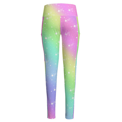Wishful Rainbow Women's High Waist Yoga Pants With Side Pocket
