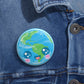 Kawaii Earth Button Badge Pin (2.25")