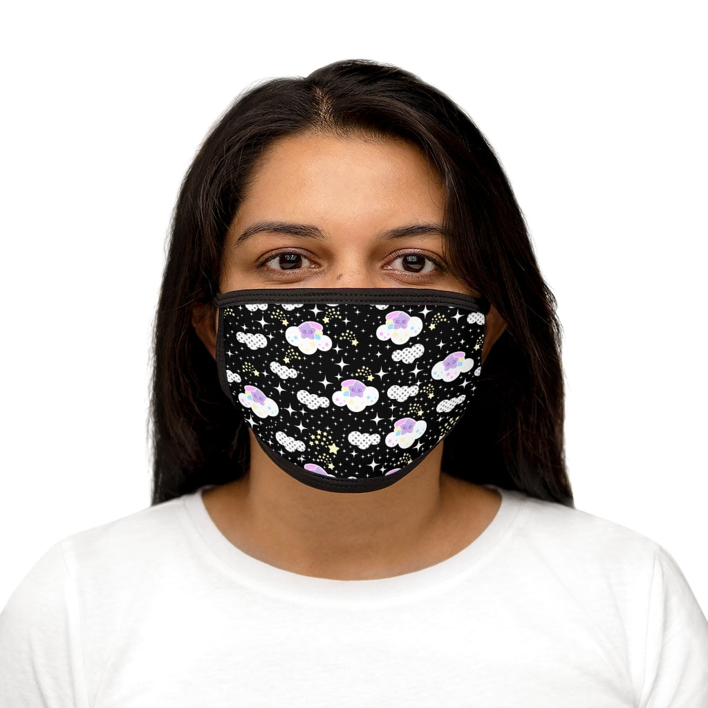 Shooting Star Clouds Black Mixed-Fabric Face Mask