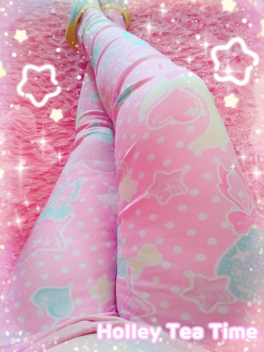 Artscow Pastel Party Pink Leggings Made to Order 2XL