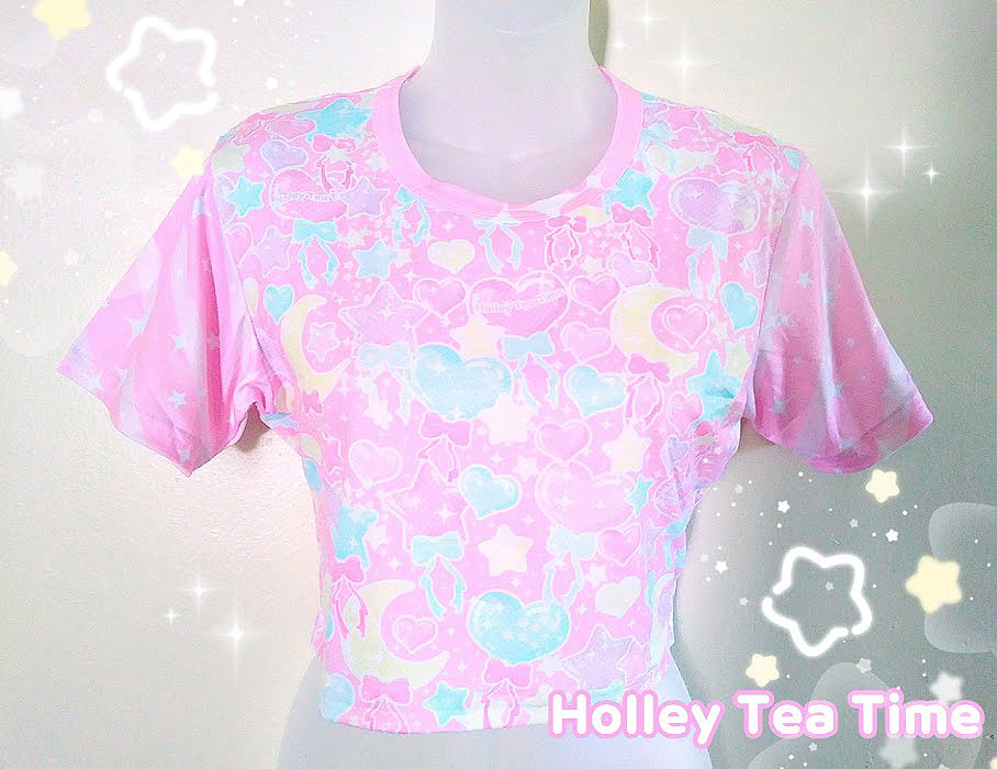 Pastel Party Pink Cotton Crop Top Woman's Cotton Crop Top [made to order]