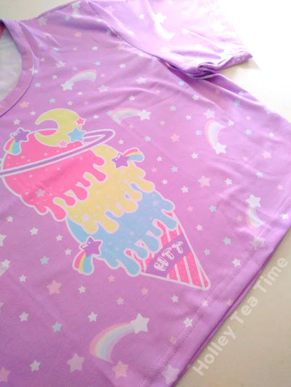 Cosmic Ice Cream Purple Cotton Crop Top [made to order]