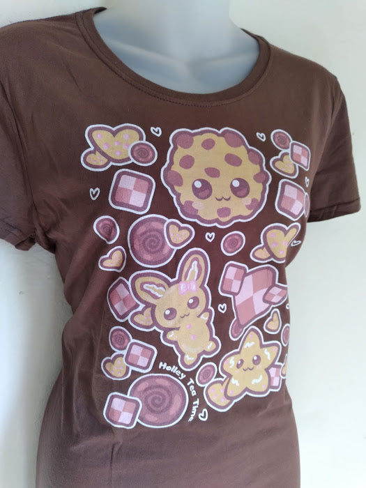 (In-Stock Sale) Size: XL Kawaii cookies womens t-shirt in brown