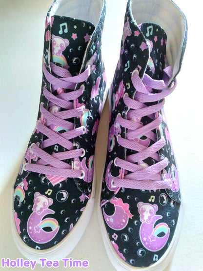 Bubbly Dreams Black WOMEN'S HI-TOP SNEAKERS [made to order]