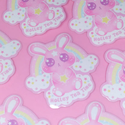 Wishing Bunny glossy vinyl sticker 3 inches