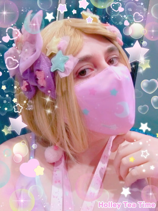 Starry Glitter Pink Face Mask