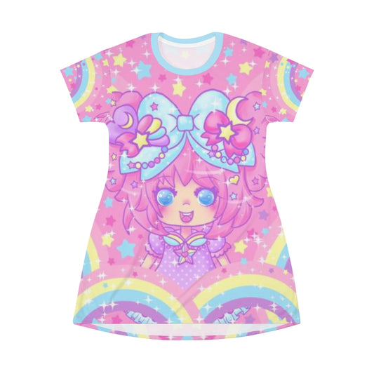 Bubbles Rainbow Land All Over Print T-Shirt Mini Dress
