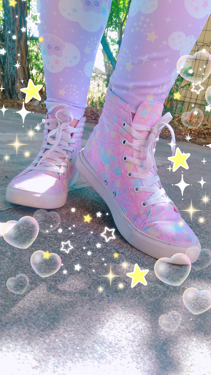 Pastel party pink women's hi-top sneakers [made to order]