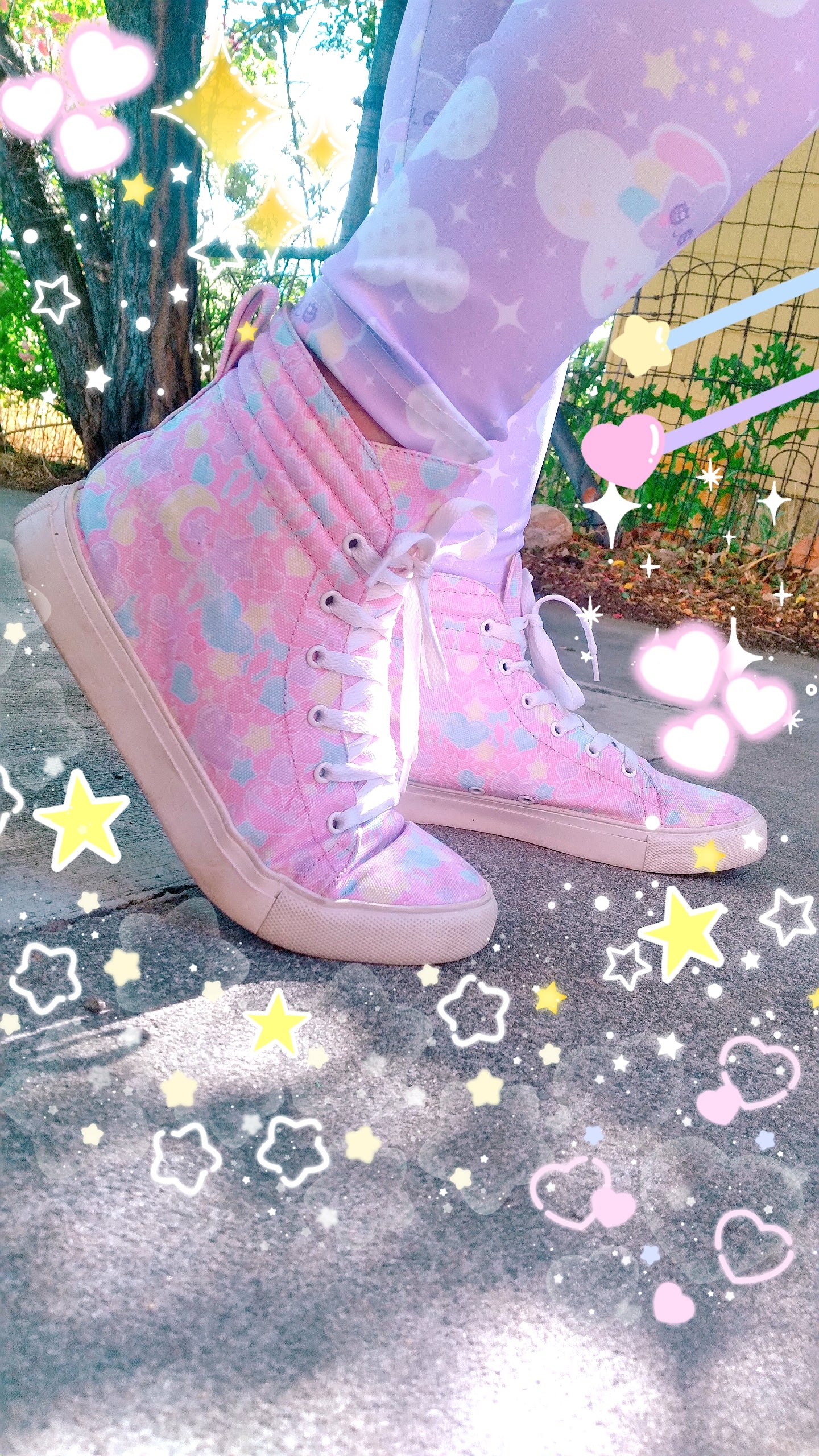 Pastel party pink women's hi-top sneakers [made to order]