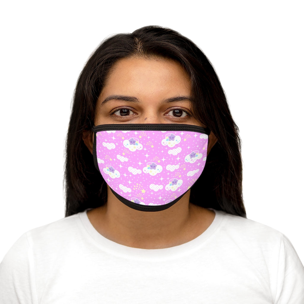Shooting Star Clouds Pink Mixed-Fabric Face Mask