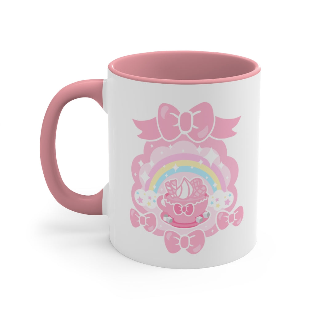 Teatime Fantasy Pink Accent Coffee Mug, 11oz
