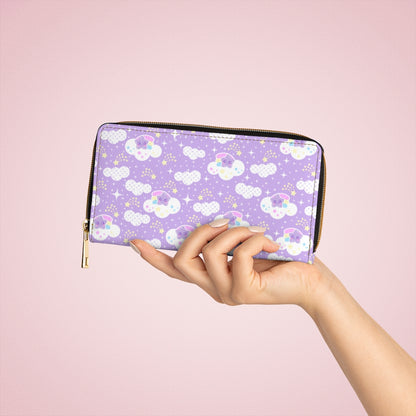 Shooting Star Clouds Purple Zipper Wallet
