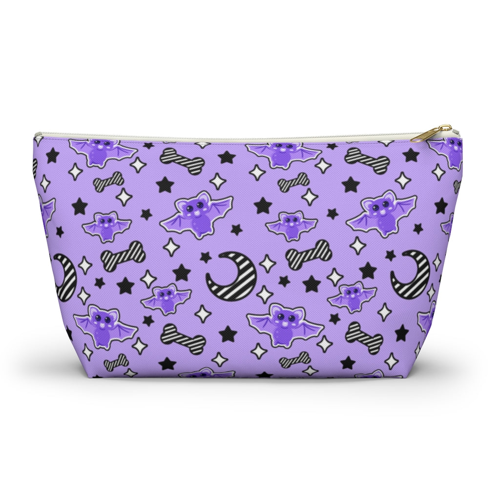 Magical Kawaii Spooky Bats Purple Accessory Pouch w T-bottom