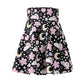 Cherry Blossom Dreams Black High Waist Skater Skirt