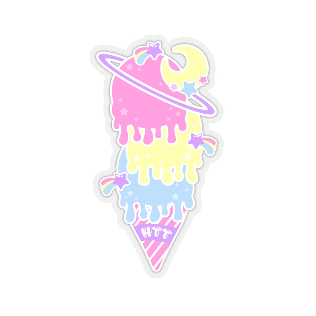 Kawaii cosmic melty ice cream Kiss-Cut Sticker