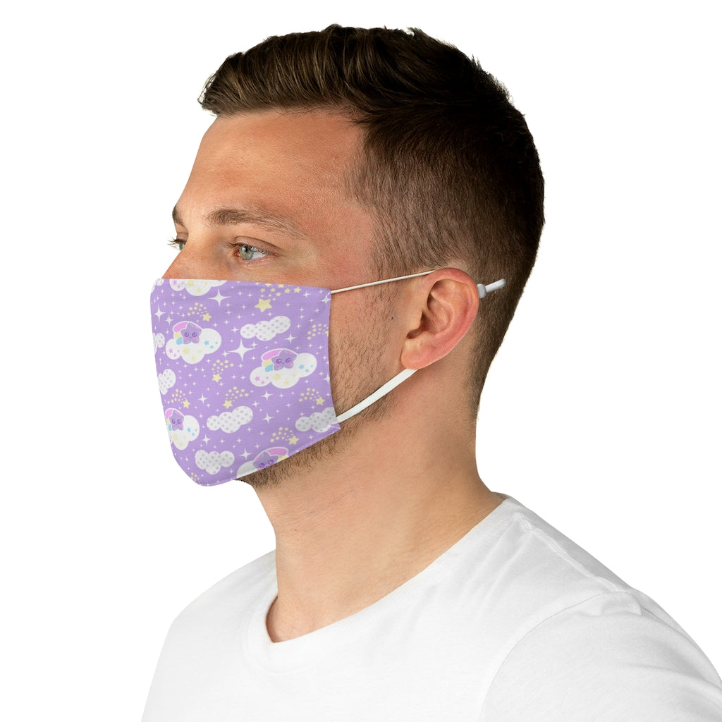 Shooting Star Clouds Purple Fabric Face Mask