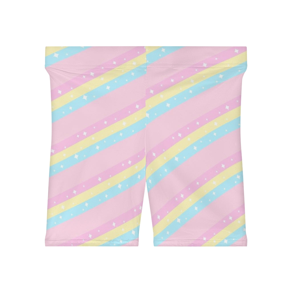 Teatime Fantasy Pink Rainbow Women's Biker Shorts