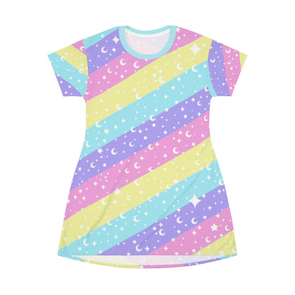 Cosmic Rainbow All Over Print T-Shirt Mini Dress
