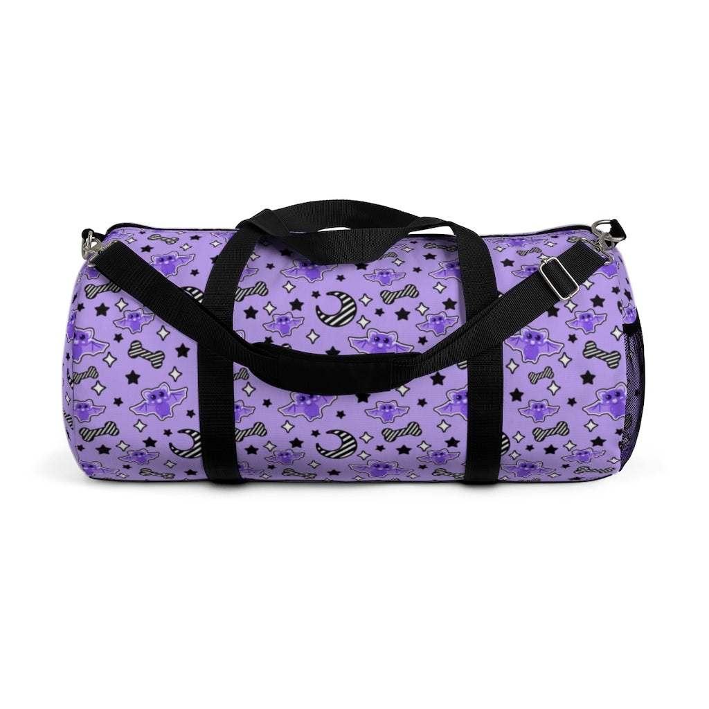 Magical Kawaii Spooky Bats Purple Duffel Bag