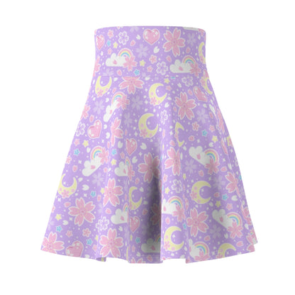 Cherry Blossom Dreams Purple High Waist Skater Skirt