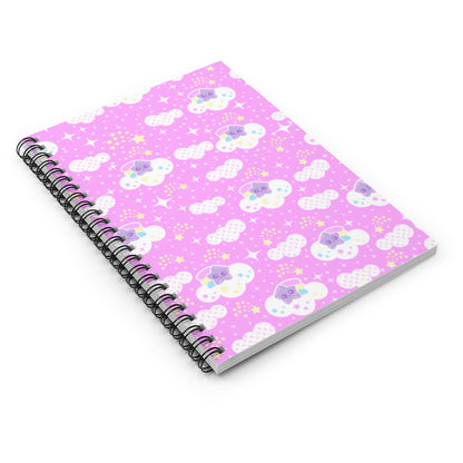 Shooting Star Clouds Pink Spiral Notebook - Ruled Line