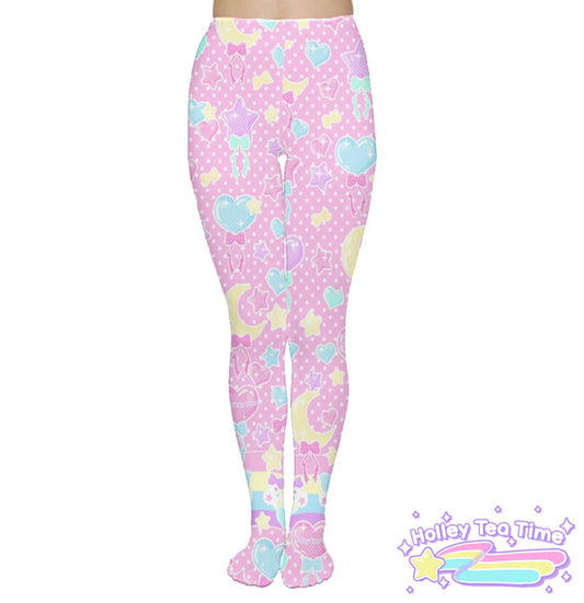 Pastel Party pink tights [made to order]
